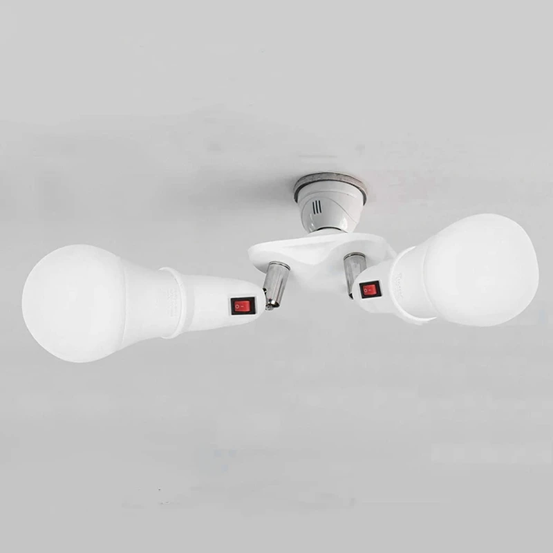 M11K360 Degree Adjustable - 2 In 1 E27 Splitter Socket Adapter. E27 Standard LED Bulb Socket Adapter