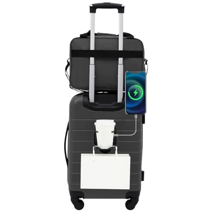 

Wrangler Smart Spinner Hardside Luggage 2 Piece Set in Dark Shadow for Travel Durable Hardshell with Smooth Rolling Wheels and