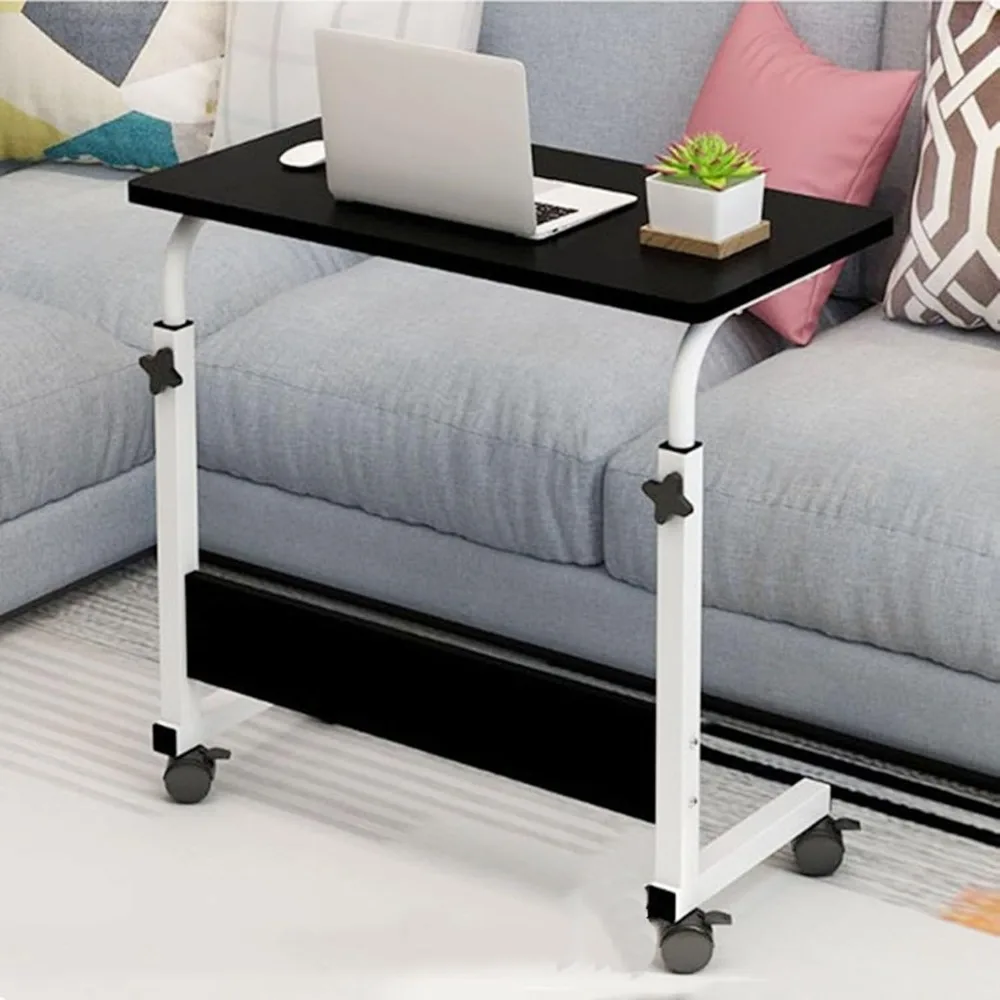 

Sofa Side Table Mobile Standing Desk, Adjustable Height Side Table Snack Side Table with 4 Wheels Standing Desk for Living Room