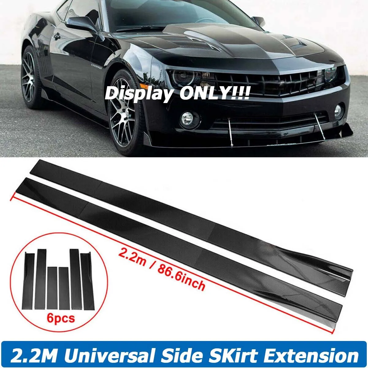 

78.7" 86.6" Side Skirt Universal For Chevrolet Camaro LT ZL1 Extension Splitters Apron Splitter Winglet Body Kit Car Accessories