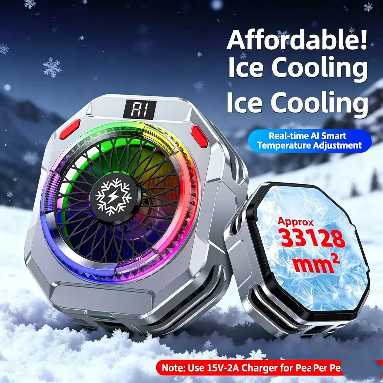 TH28 Semiconductor Phone Cooler 30W Powerful Cooling Smart Temperature Control 5 Adjustable Modes RGB Lights Extreme Cooling view 4