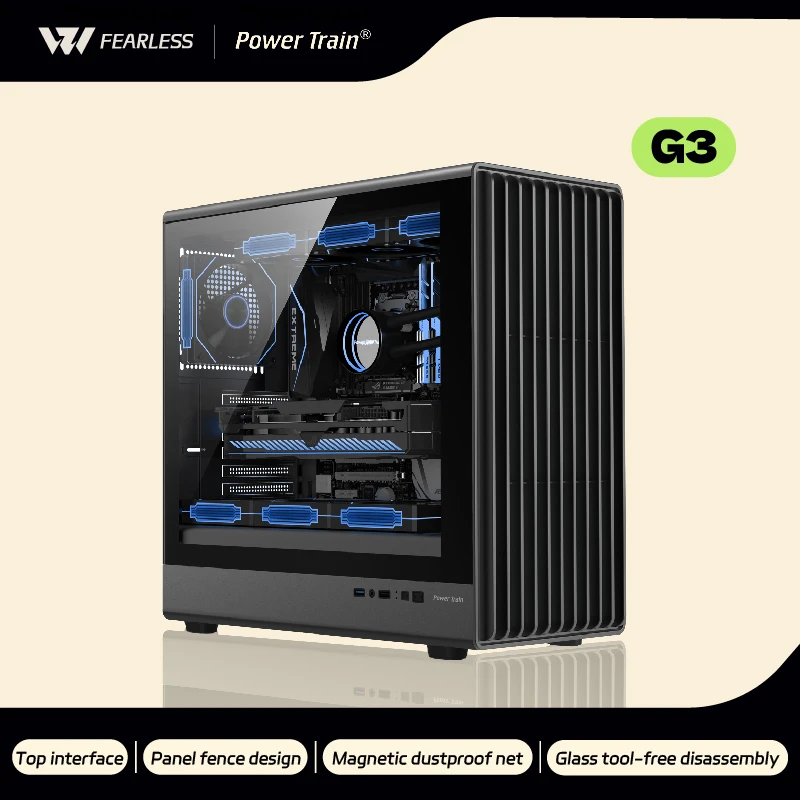 

Power train Zhenjie G3 PC Case M-ATX ITX ATX motherboard side-transparent USB3.0 support 360 water-cooled computer case