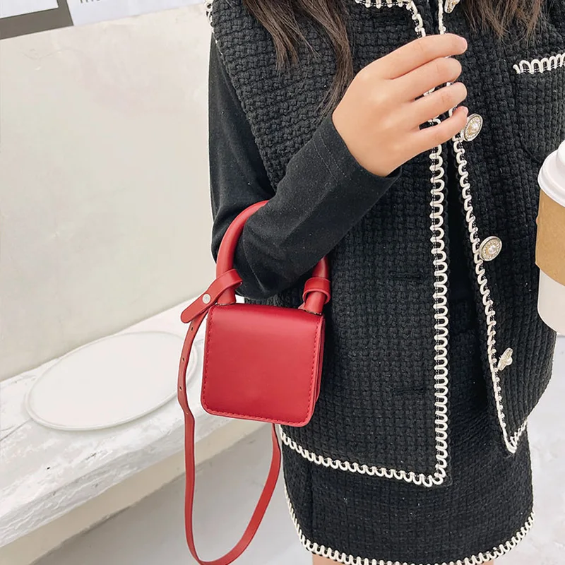 Kids Mini Square Crossbody Bag Fashion PU Leather Cute Shoulder Bag Handbag for Girls Birthday Gift