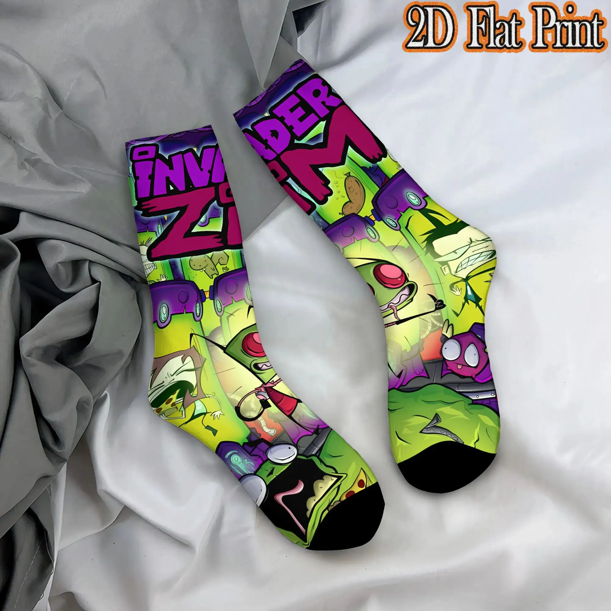 Fashion Retro Invader Zim Anime  Men's  Mid-calfSock Unisex  Funny Mid-Calf Socks