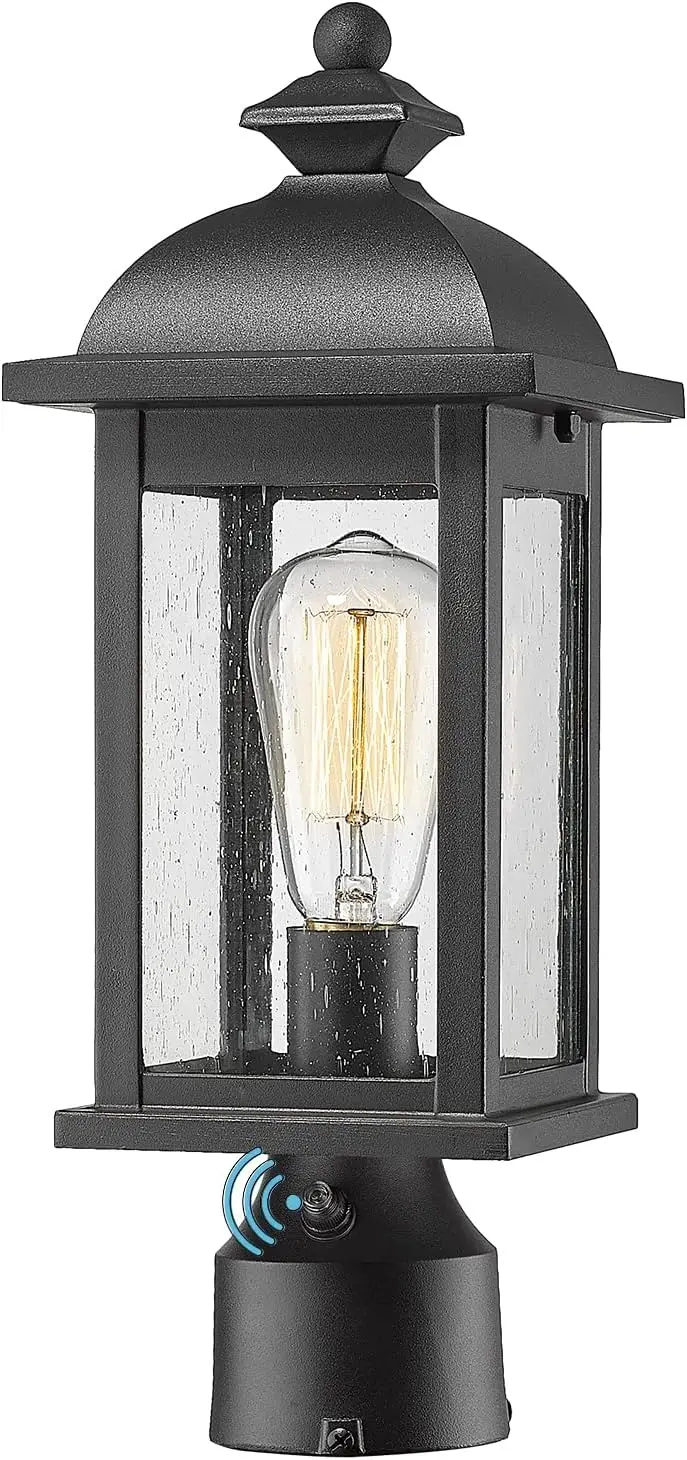 

Dusk to Dawn Outdoor Post Light, Waterproof Pole Lantern Fixture for Garden Patio Yard Pathway Driveway with Clear Glass Panel
