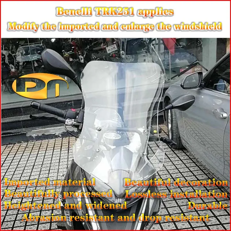 Applicable Benelli TRK251 modification, enlarged imported windshield, heightened and widened windshield front flow deflector