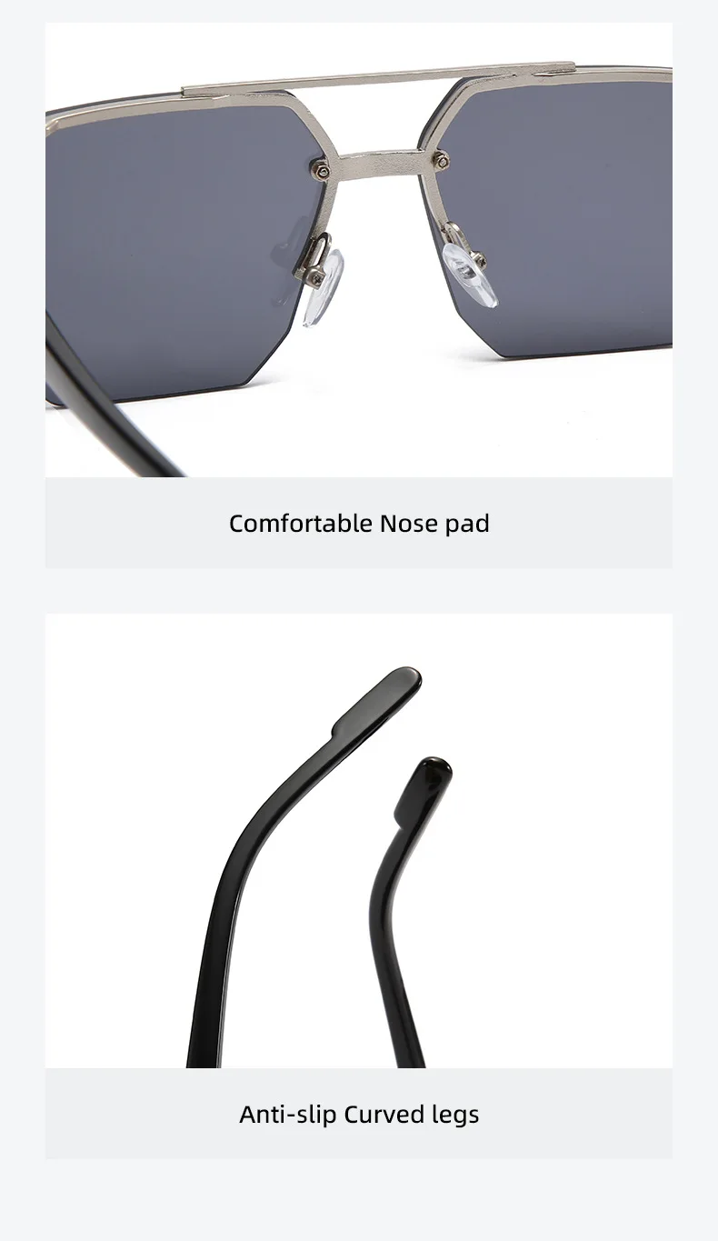 Piloten-Sonnenbrille für Herren, flache Oberseite, halber Rahmen, UV400-Sonnenbrille, klassisch, für Reisen, lässig, Vintage-Sonnenbrille – Detail 4
