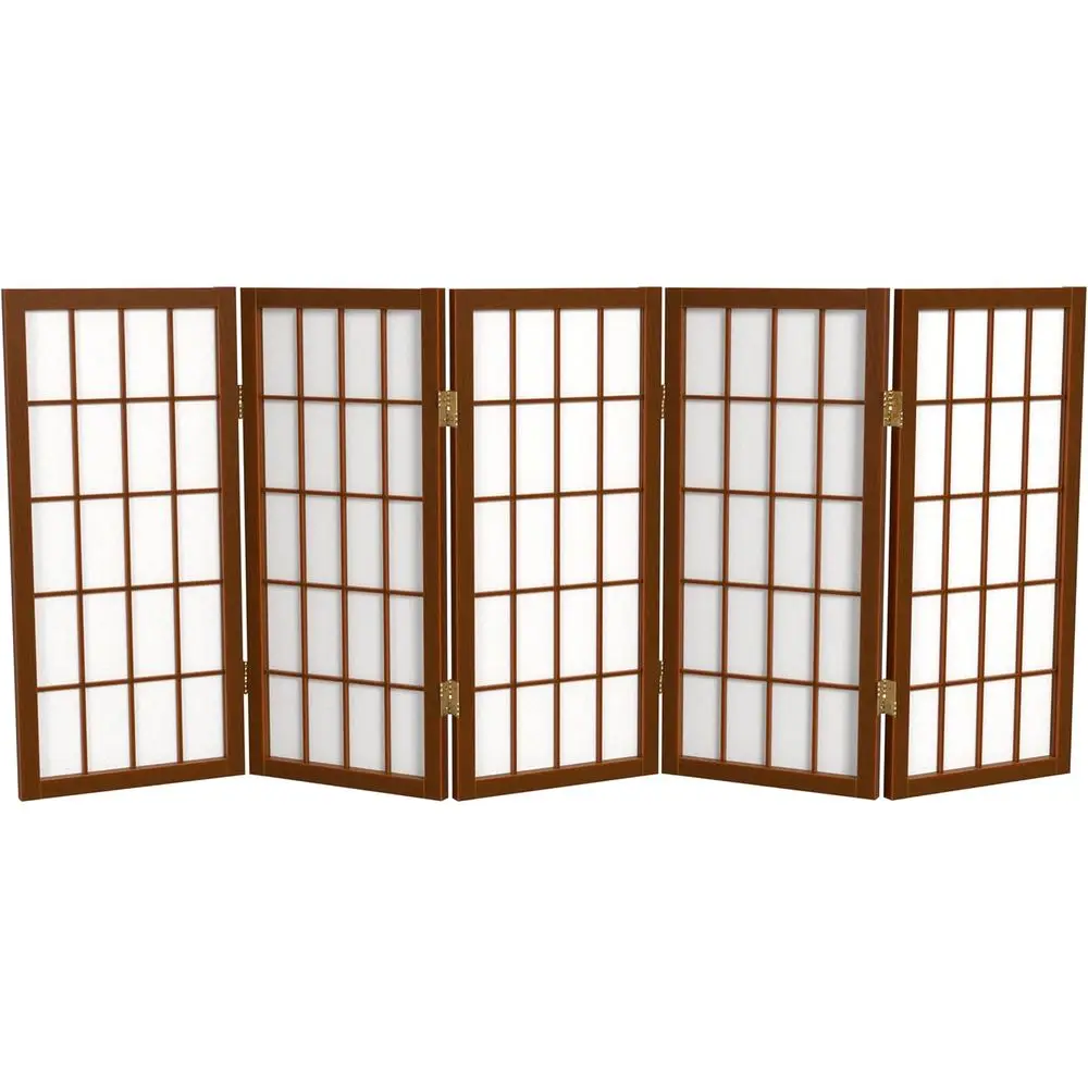 

2 тонны. Короткая настольная оконная перегородка Shoji Sn - Орех - 5 панелей