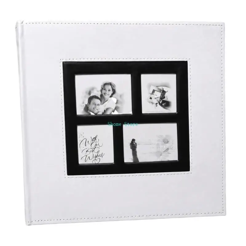 Photo Album with PU Cover, 600-Photo Capacity, Insert Sleeves, and Four Cover Displays for Photograph Storage and Viewing M68E