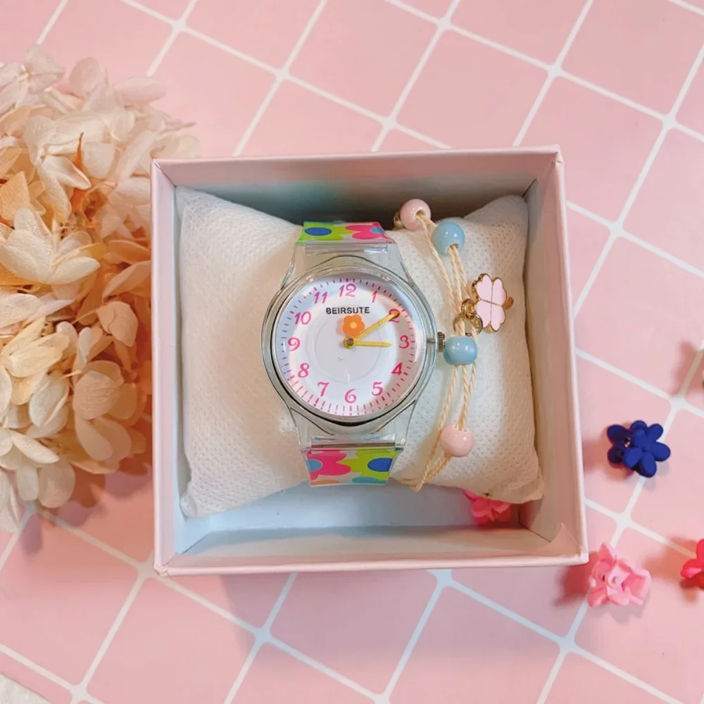 New Fashion Colorful Flower Watch for Girl Women Cute Cartoon Kids Watches Silicone Quartz Candy Color Children Wristwatch Clock