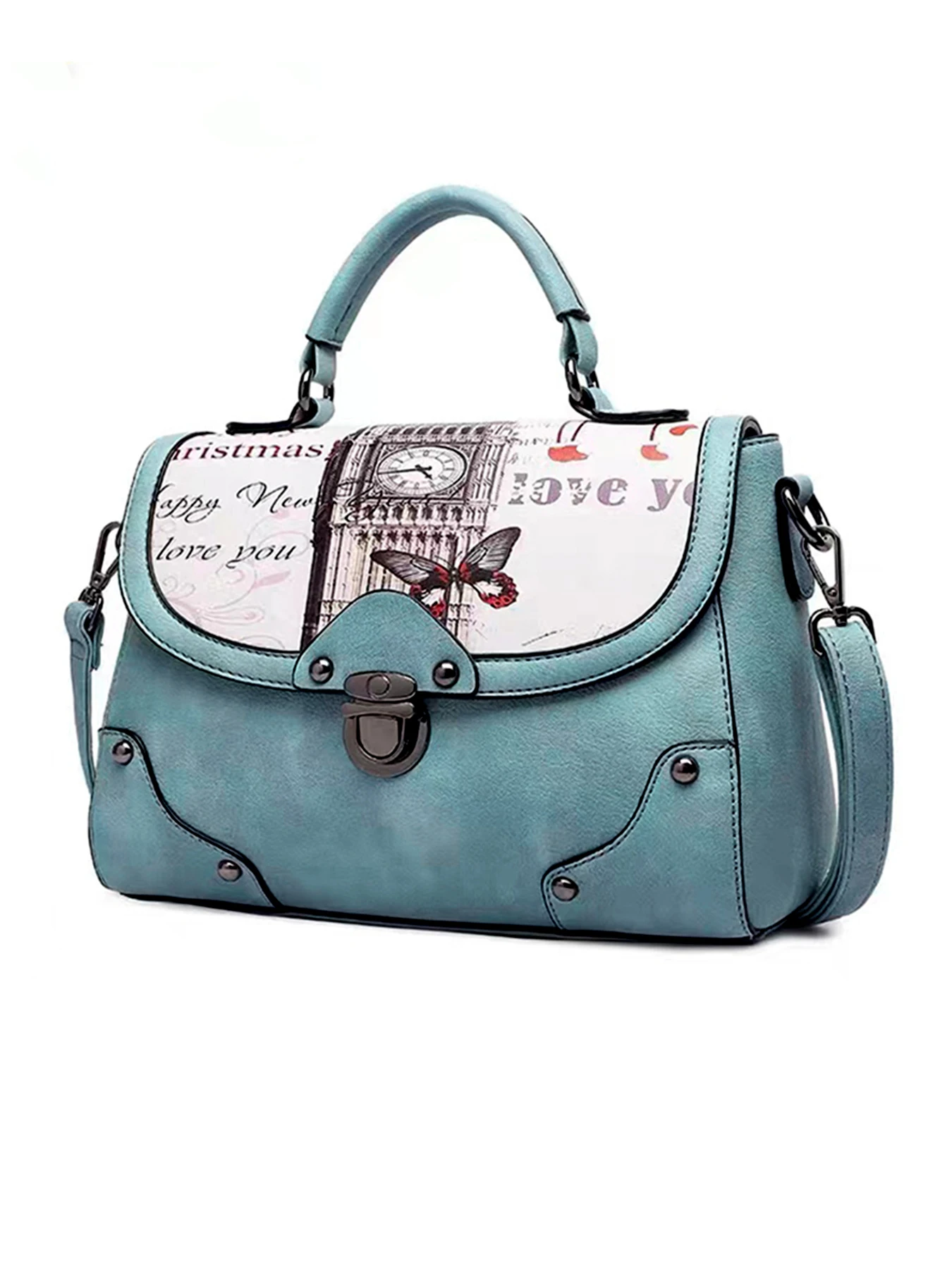 

Retro One-Shoulder Fashion Trendy Printed Butterfly Pattern One-Shoulder Cross-Body Handbag for Women