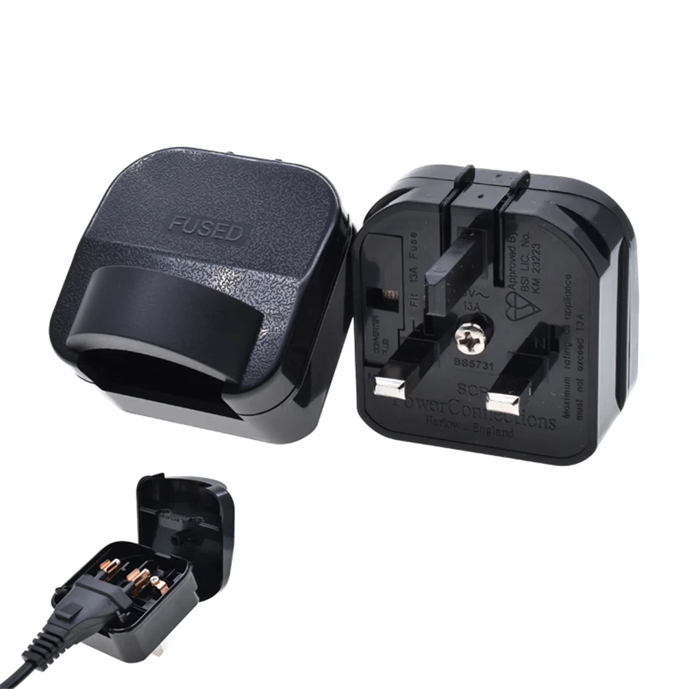 EU to UK plug adapter 13A250V built-in fuse Euro European round 2 prong 4.0mm to type-G British Malaysia travel adapter 5731 13A