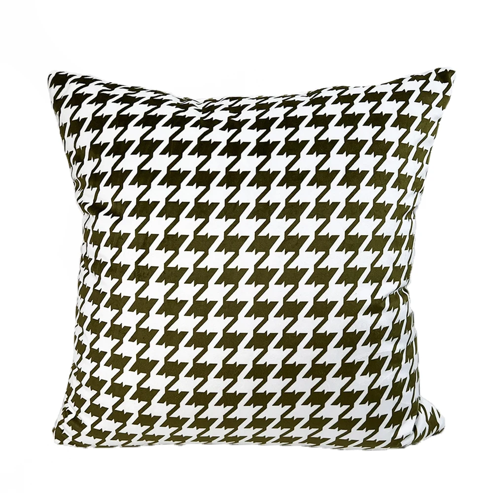 ESSIE HOME Tropical Animal Houndstooth Zebra Palm Tree Velvet Cushion Cover Pillow Case Round Pillow Cushion