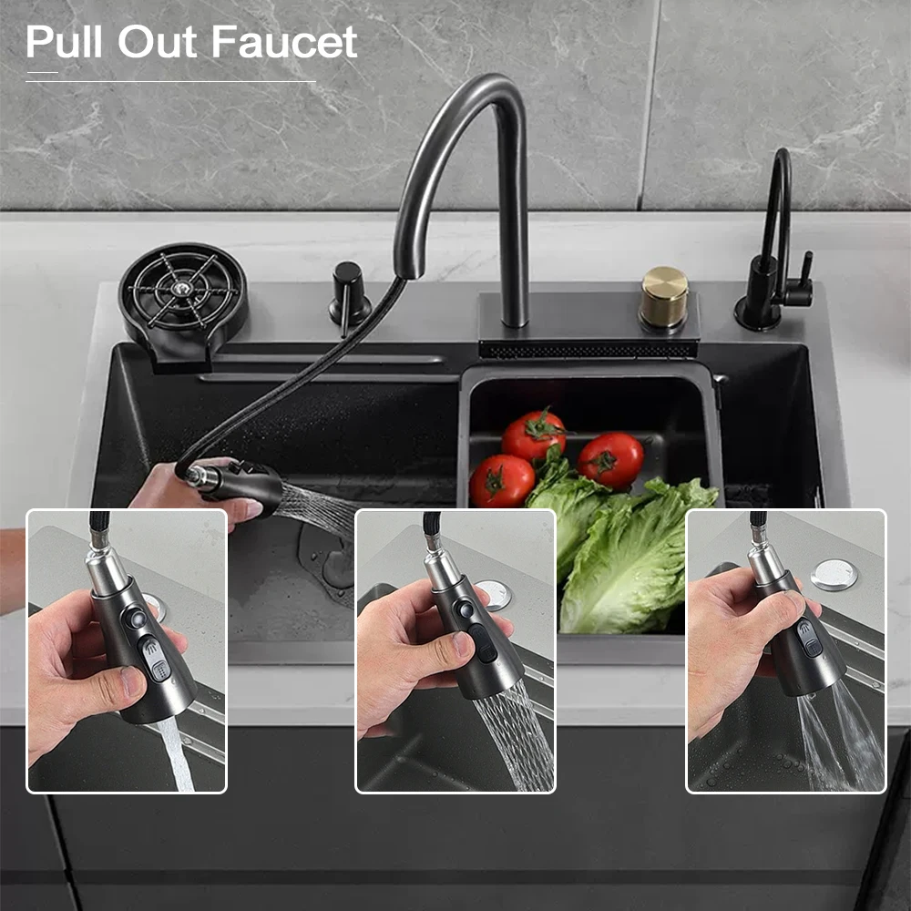 Custom Fregadero Deep Basin Nano For Kitchen Sink With Cup Washer Under Mount Embedded Kitchen Sink