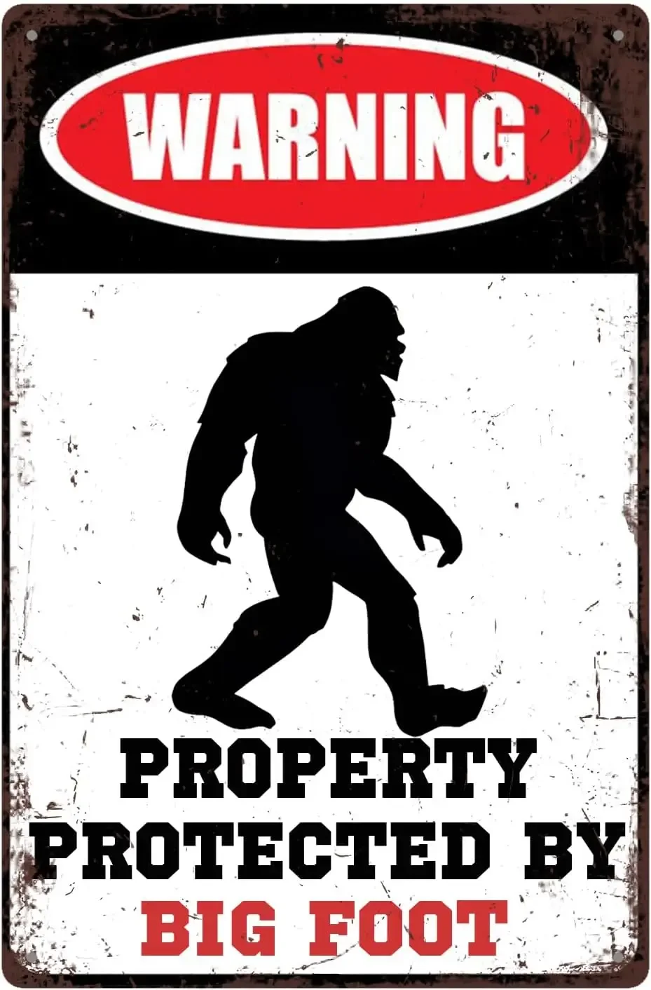 Warning Sasquatch Sign Funny Big Foot Aluminum Sign Retro Wall Art Decoration Novelty Metal Sign 8x12 inch