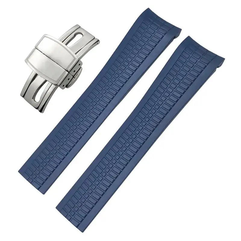 

PCAVO 22mm Fluorous Silicone Rubber Watchband for Patek Aquanaut 5168G 5968G Philippe Metal Pins Curved End Soft Watch Strap