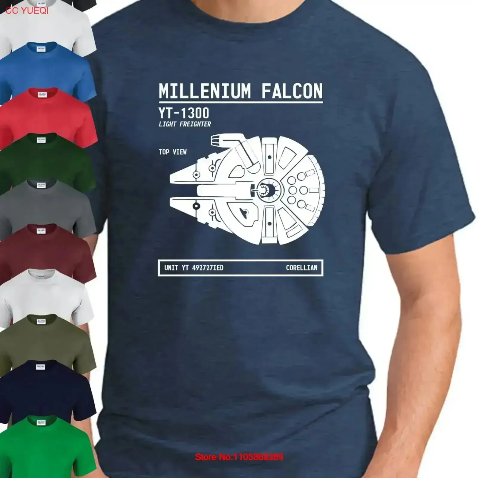 MILLENIUM FALCON PLAN T-SHIRT Lustiger Slogan Neuheit Film-Geek-Top Vintage Washed Stylisch für den Alltag Vielseitig Vintage