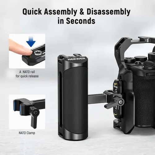 Imagen 2 del producto NEEWER Empuñadura lateral de aluminio, compatible con jaula para cámara SmallRig para cámara DSLR y sin espejo