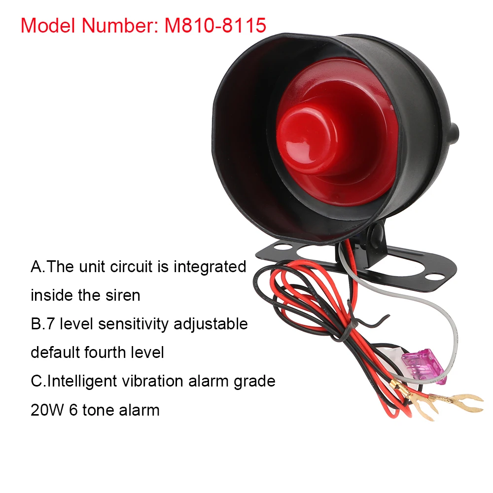 Universal Car Part Auto Burglar 12V One Way Vehicle Burglar Alarm Security Protection & 2 Remote Control Car Alarm System M8115