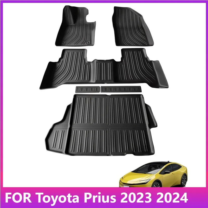 

Коврики для Toyota Prius 2023 2024, автомобильные коврики, коврик в багажник, TPE 3D, автозащита, водонепроницаемые аксессуары, черный цвет
