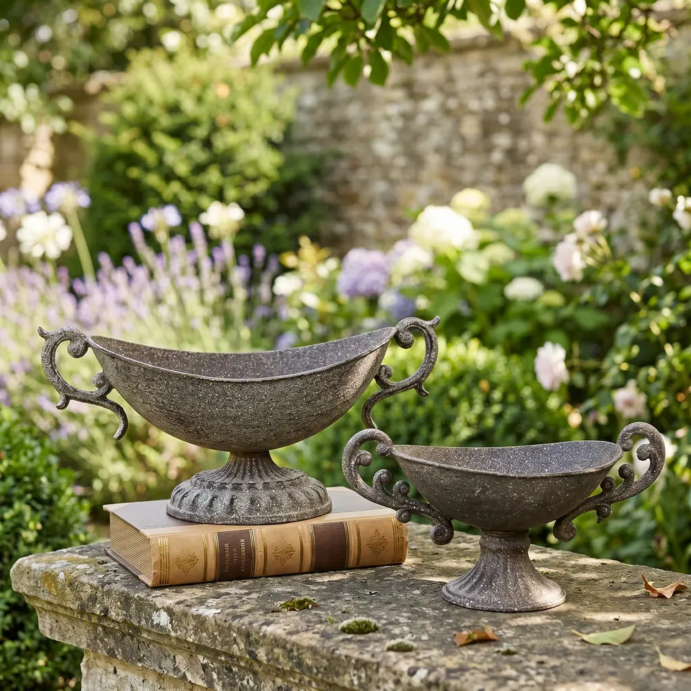 Wide Mouth Flower Pot Vintage Handle Iron Art Vase Decorative Planter for Indoor Outdoor Garden Greenery Rustic Farmhouse Decor