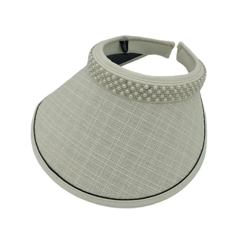 

Travel Outdoor Lightweight Duckbill Hat Headband Style Small Fragrant Wind Sun Hat Pearl Decoration Sparkling Empty Top Hat