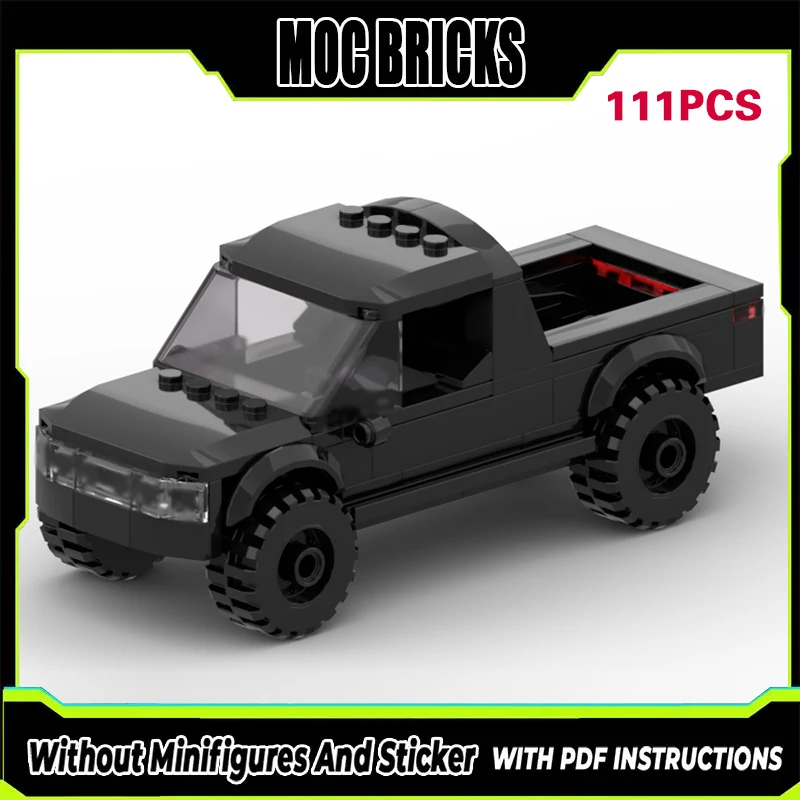 

City Car Model MOC Building Bricks Black Freight Pickup Truck Modular Technology Gifts Holiday Assemble Children Toys Suit