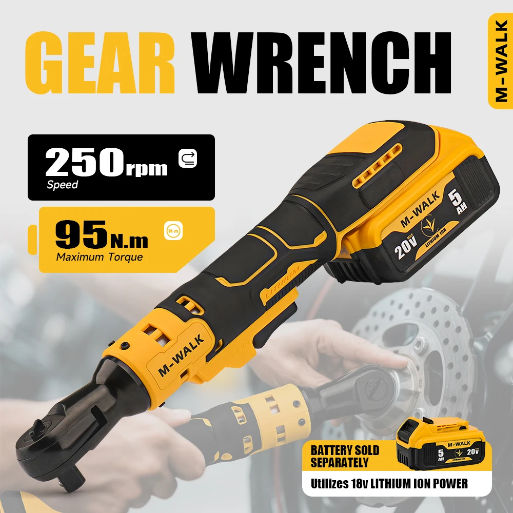 M-WALK Electric Ratchet Wrench 95N.M Cordless Variable Speed Nut Removal Wrench Power Tools For Dewalt 20V Battery Pins