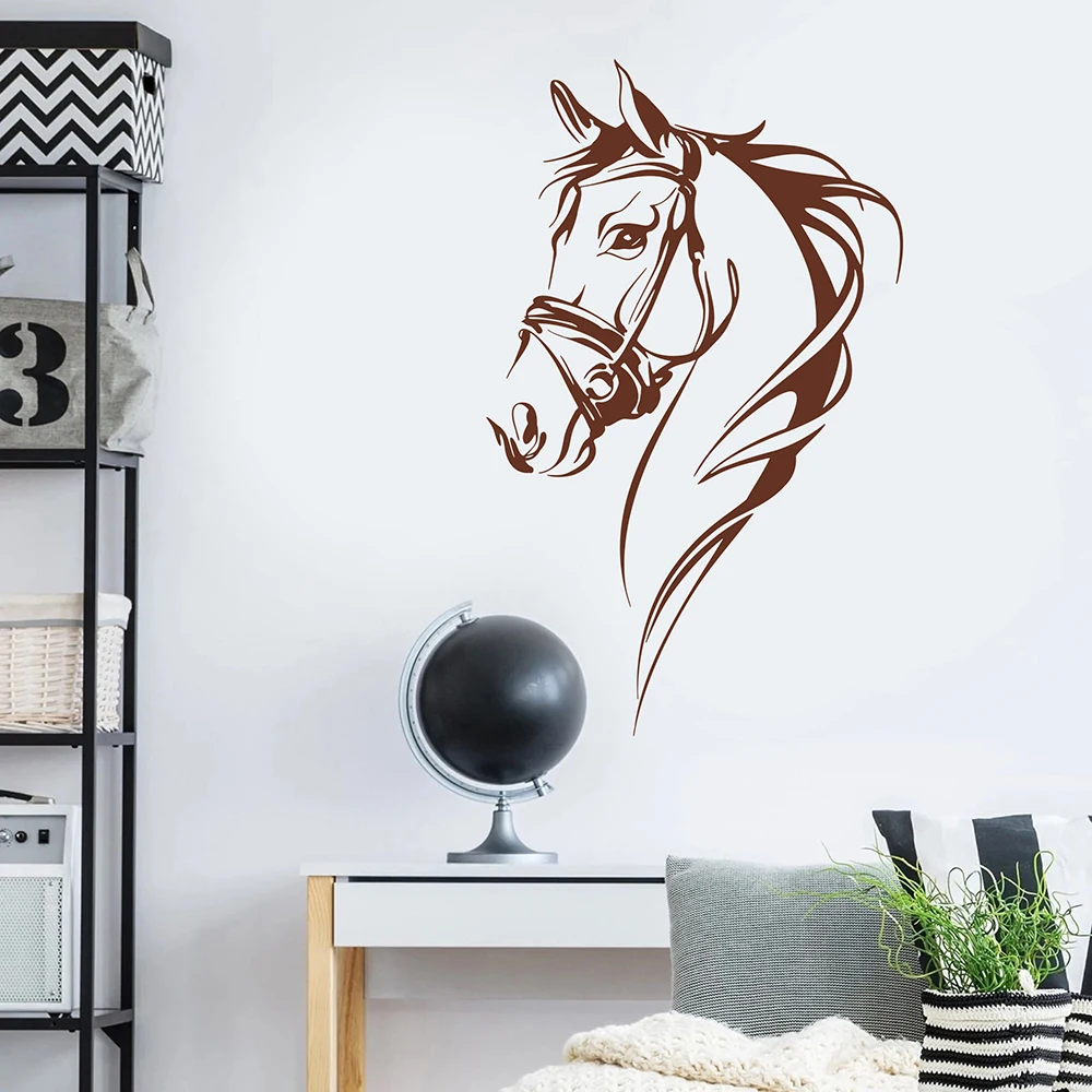 Modern Horse Head Animal Wall Sticker Decal Bedroom Farmhouse animal Head Lover Living Room   Home Decor