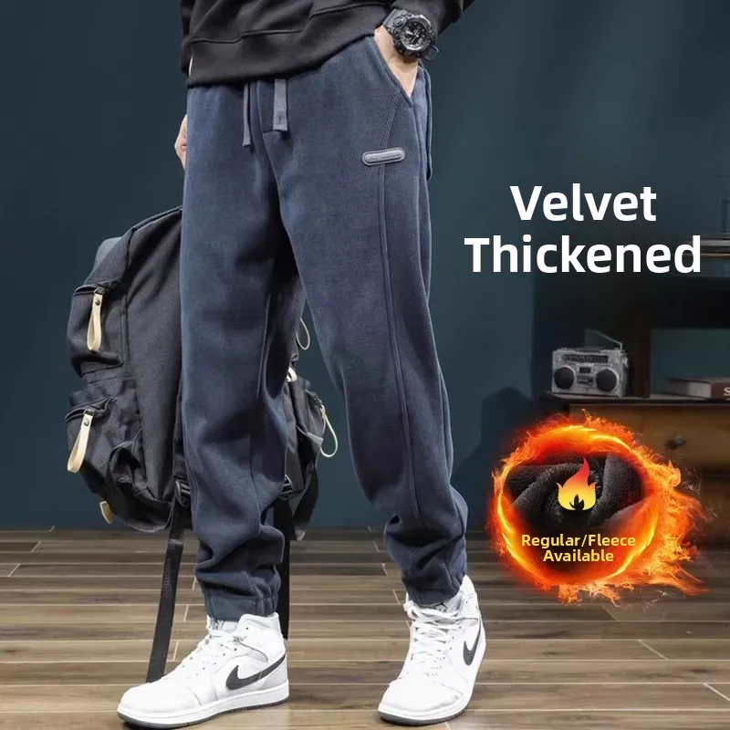 

Men's Autumn Winter Thiened Fce Lined Corduroy Pants Loose Fit Spor Casual High Street Trend Wear Resistant Long Trousers