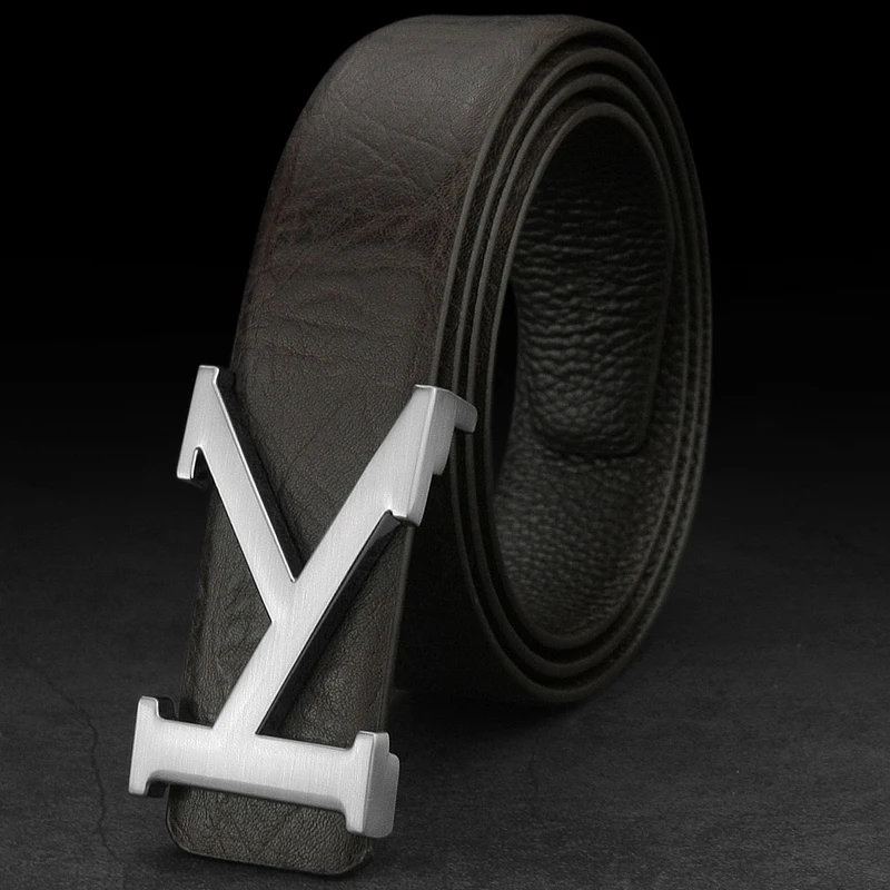 New Black K Letter Belt Men\'s Luxury Fashion High Quality Belt Leather Designer Men\'s Belt Coffee Color Cowskinceinture