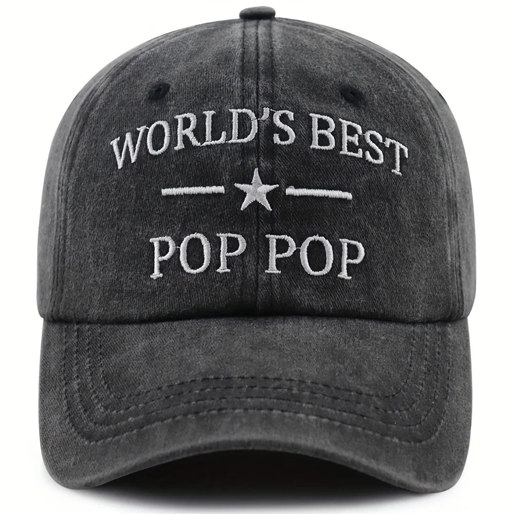 World's Best Grandpa Baseball Cap - Adjustable Dad Hat with Star Design, Lightweight Father's Day Retirement Birthday Gift from Grandson, Son, Daughter, Grandpa Father's Day Gift