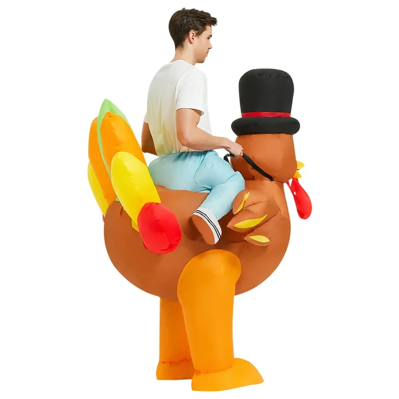 QQ8 ผู้ใหญ่สีสันตุรกีเครื่องแต่งกายสัตว์ตลก Inflatable ชุดสําหรับฮาโลวีนวันขอบคุณพระเจ้า Mascot คอสเพลย์ชุด S5Lk¥