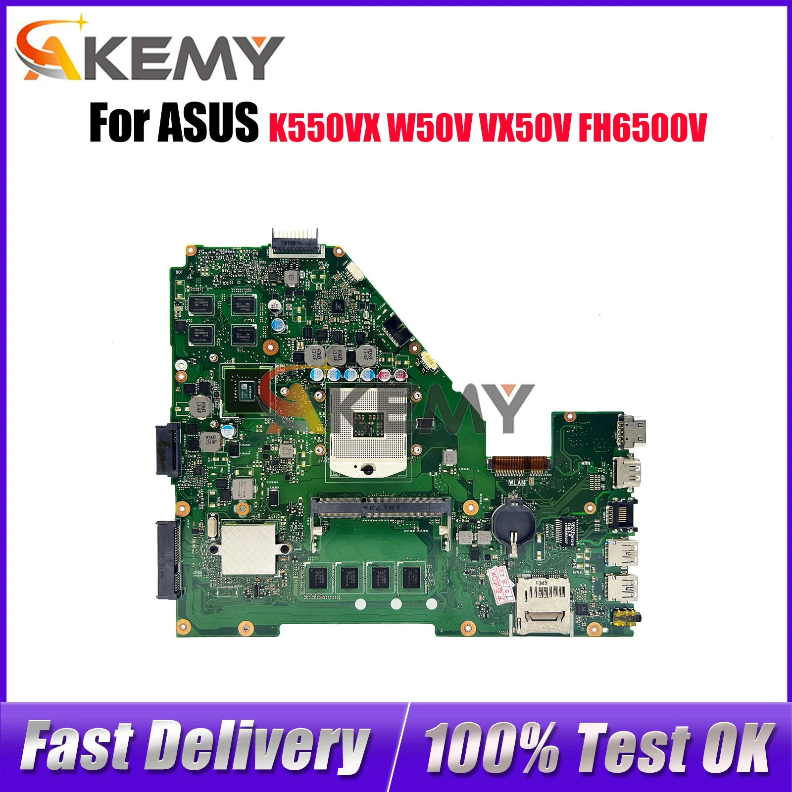 

X550VC Материнская плата для ноутбука ASUS VivoBook K550VX FH5900 X550VXK FH6500V W50V X550V X550VX VX50V Материнская плата для ноутбука 100% тестирование