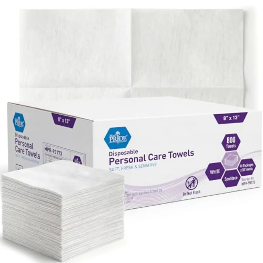 

MED PRIDE Disposable Dry Wipes for Adults, Soft and Absorbent Personal Towels, Bulk 800 Count, Incontinence Care, Baby Wipes 80