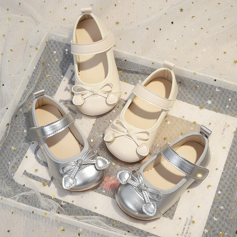

Baby Girls PU Leather Kids Shoes 2026 Spring Autumn Fashion Children Soft-soled Princess Kids Shallow Mouth Toddler Flats Loafer
