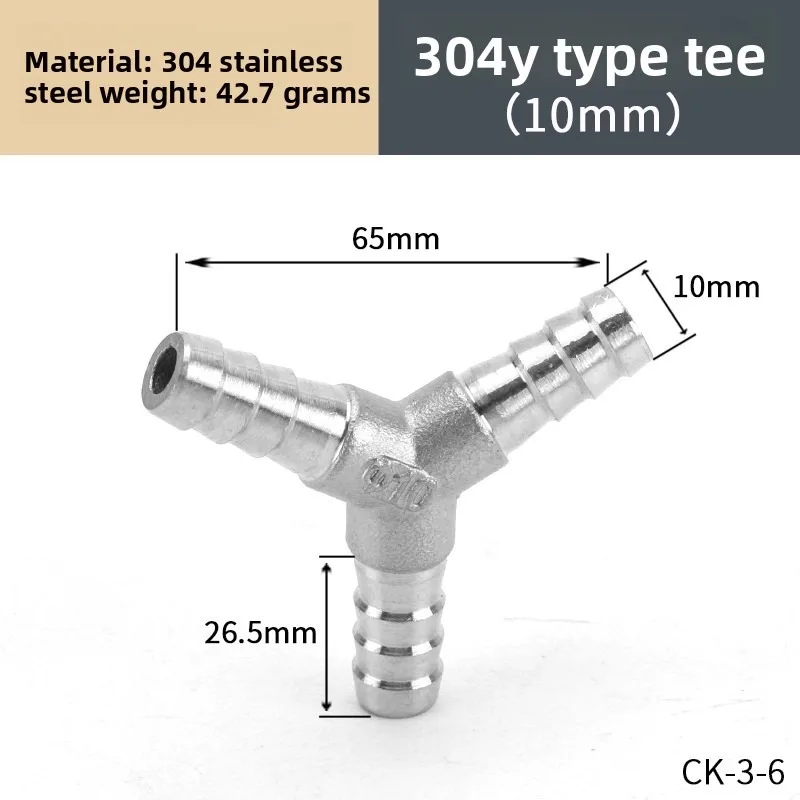 

1 Piece 304 Stainless Steel Y-Type Pagoda Fitting 10-32mm Y-Connector Gas Water Pipe Plug Hose Quick Connect Fitting Accessory