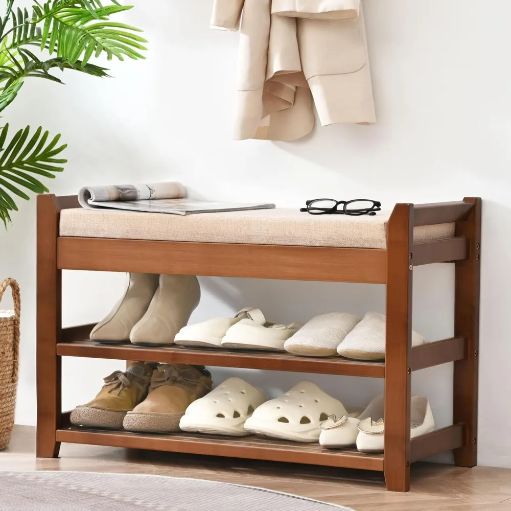 

Shoe Rack Bench with Cushion, Shoe Rack for Front Door Entrance,Shoe Bench with Storage for Entryway Hallway Bedroom Living Room