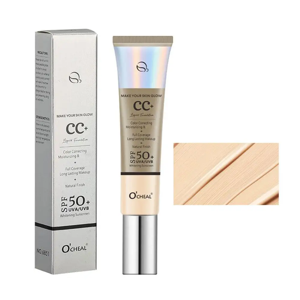 Liquid Foundation Makeup, CC Cream Natural Moisturizing Makeup Cream Foundation Oil-control Whitening Concealer BB Cosmetic Q2J4