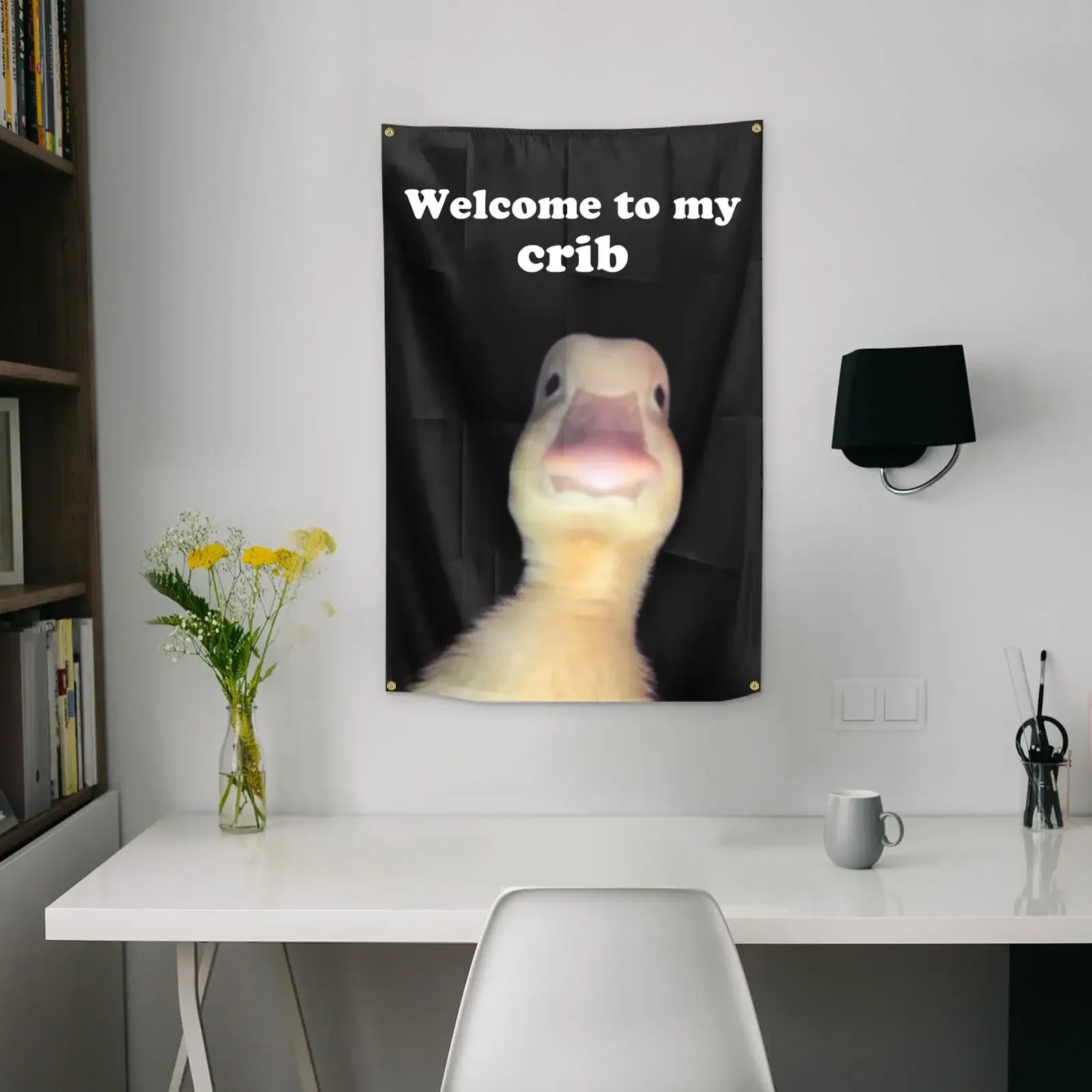 Welcome to My Crib Flag 2x3 Feet Funny Flags with 4 Shiny Brass Grommets for Tapestry Dorm Room Home College Decor