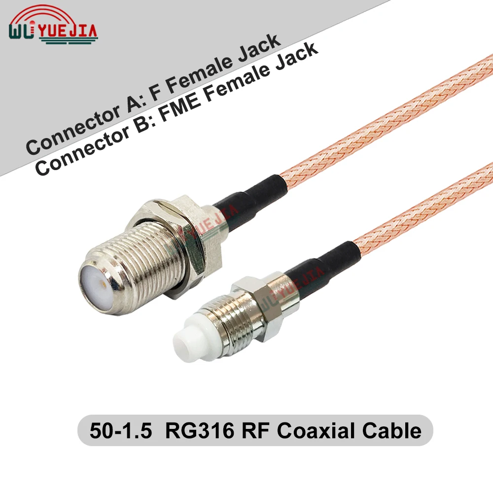 10CM-15M FME to F 50-1.5 RF Cable F Male or Female to FME Female Jack Male Plug Connector RG-316 RF Coaxial Cable Jumper Pigtail