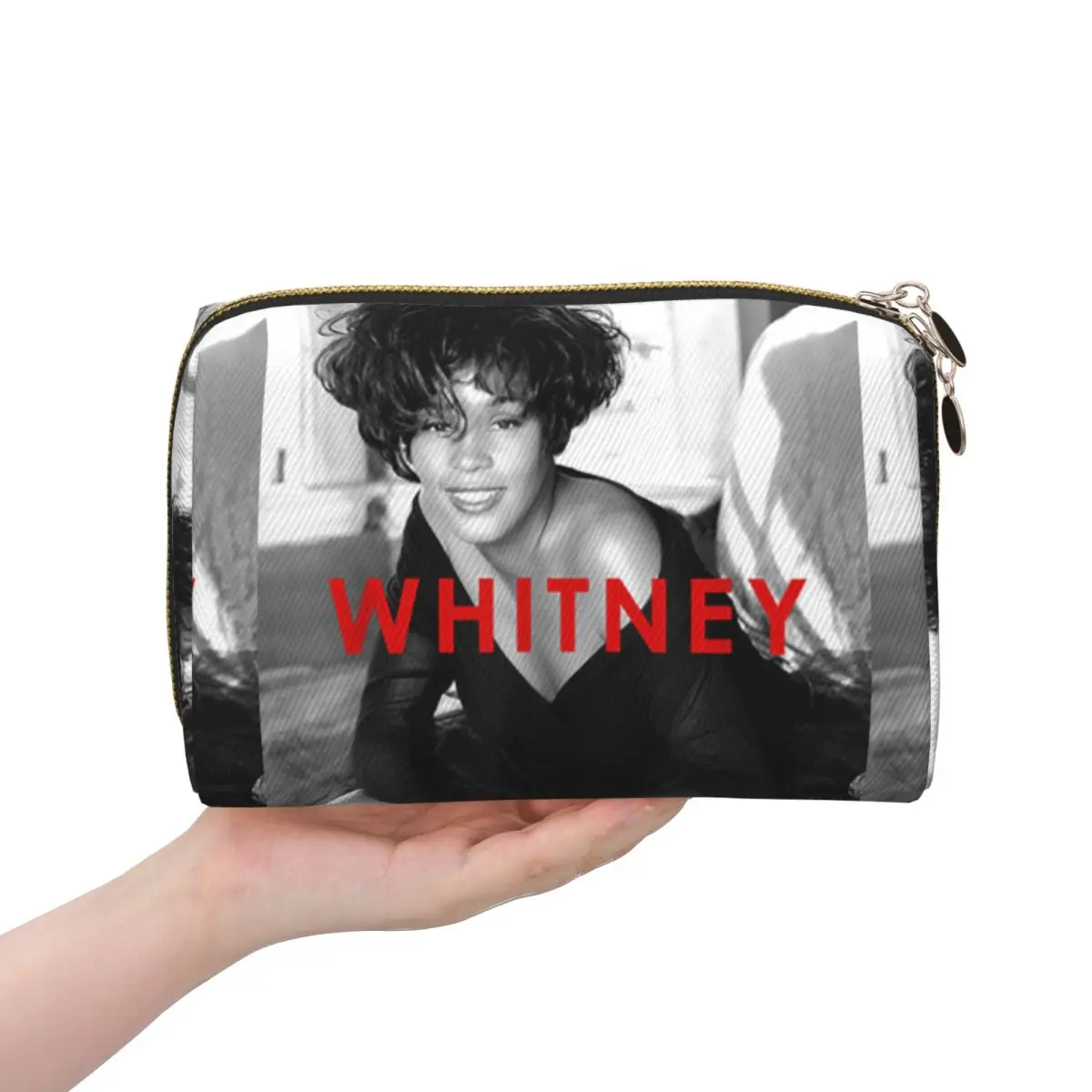 Vintage Whitney Houston Inspired Women Cosmetic Bag Travel Makeup Organizer Pouch Toiletry Storage Dopp Kit Case
