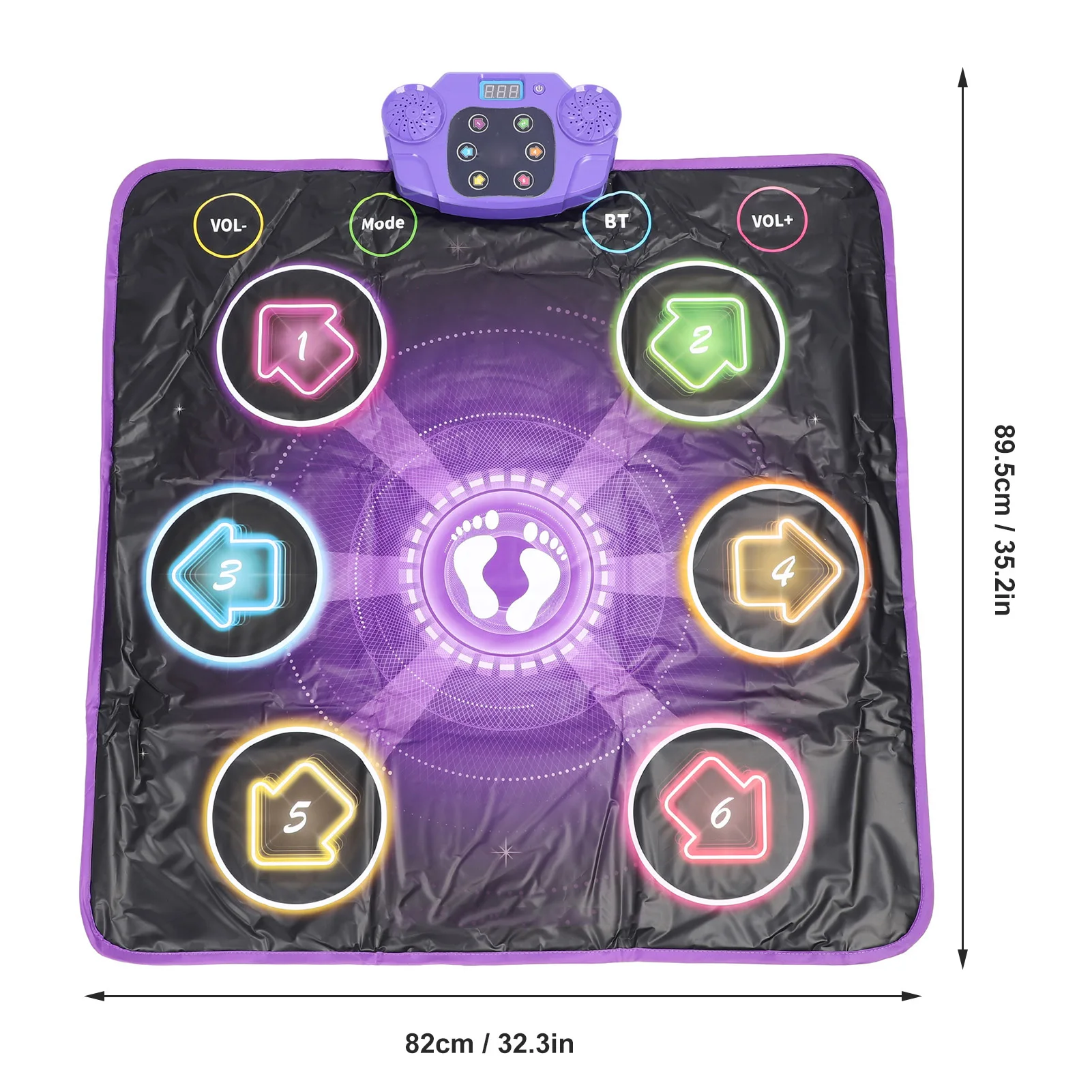 Dance Mat Light Up Dance Mat  for Kids Wireless Bluetooth Built in Music Adjustable Volume 6 Buttons Anti Slip Dance Game Pad