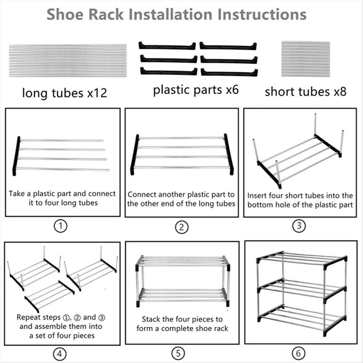 RANA Stackable Small Shoe Rack, Entryway, Hallway and Closet Space Saving Storage and Organization (5-Tier, Black)