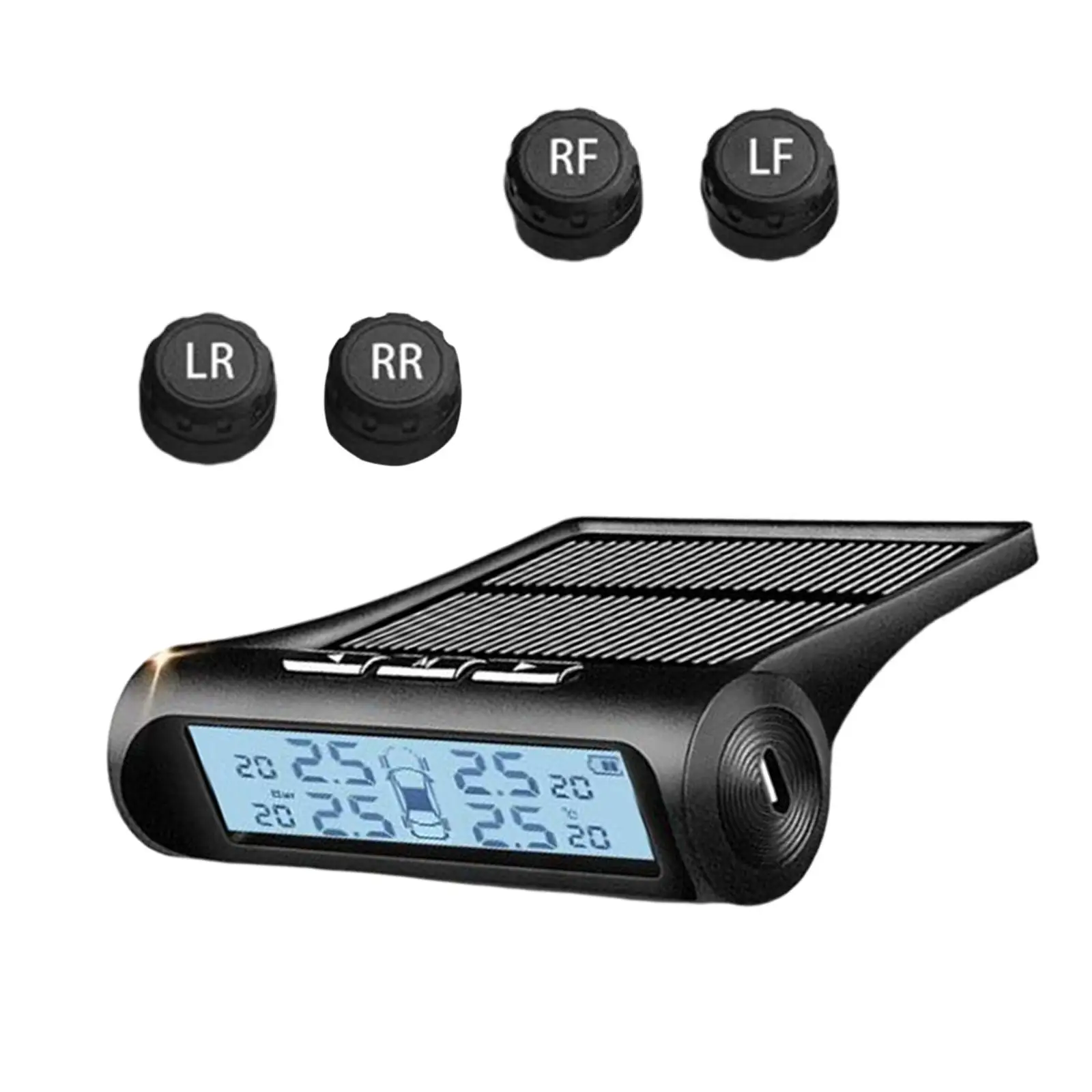 

Car Solar Tire Pressure System Alarm with 4 360 Adjustable Professional & USB