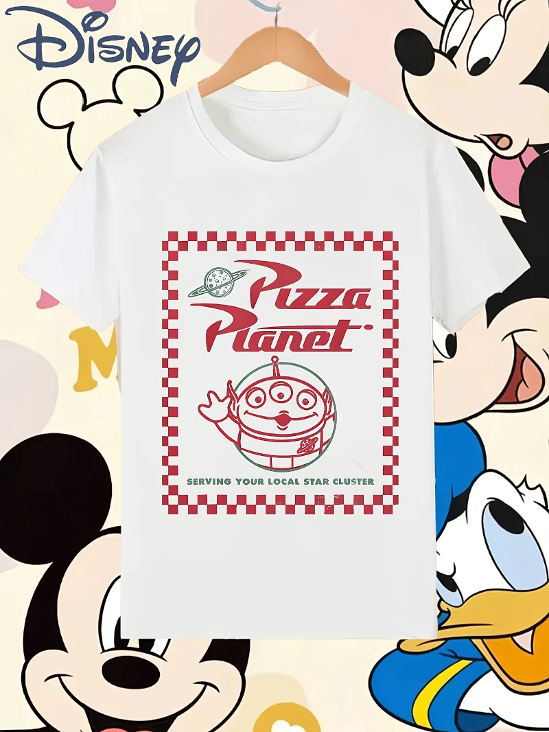 

Футболка с рисунком «История игрушек Диснея» Alien Pizza Planet Box — ретро-стиль, обычная версия, круглый вырез, подходит для всех сезонов