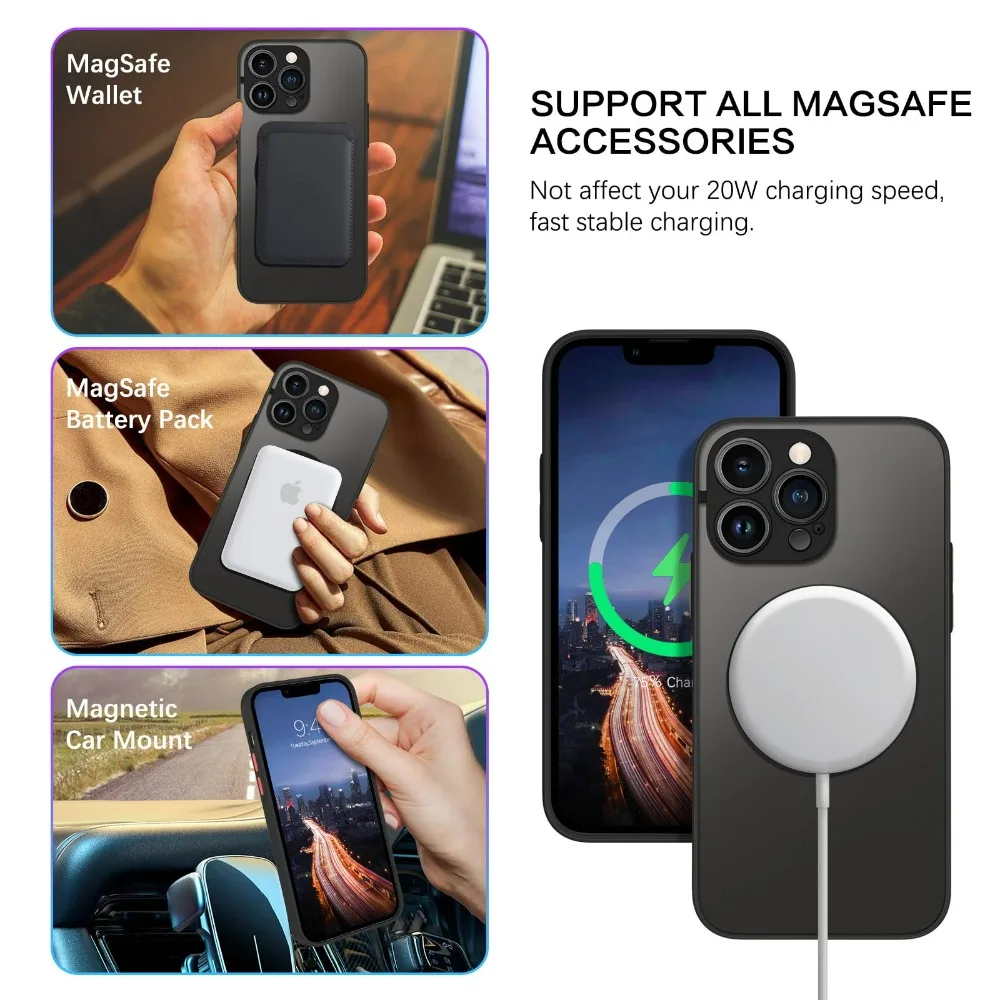 Luxury Magnetic Wireless Charge For Magsafe Case For iPhone 16 15 14 13 12 11 Pro Max TPU Soft Shockproof Cover