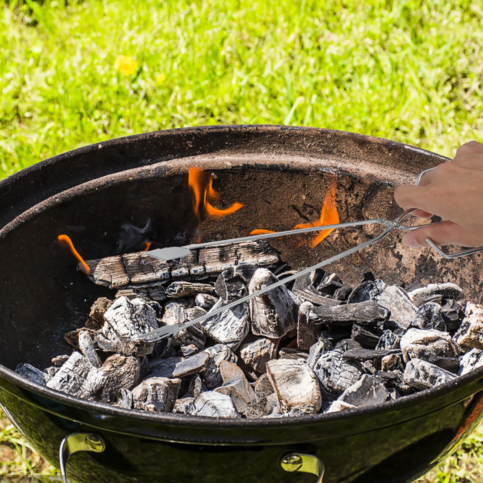 

5Pcs Charcoal Tong Chromium Plating Long Handle Barbecue Clamps Outdoor Cooking Camping Log Pliers Bbq Accessory Stable Grip