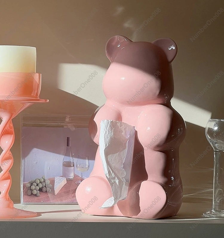 Candy bear pumping carton ornament ceramic tissue pumping storage hug bear cream wind home