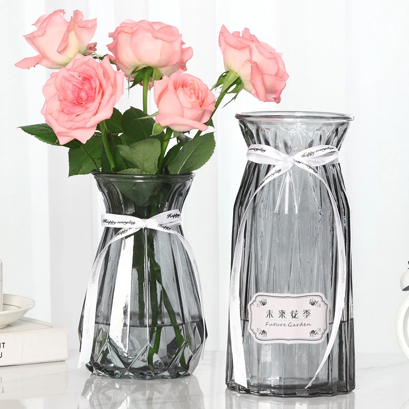 

European style glass vase transparent dried flowers flowers rose lilies flower arrangements ornaments living room